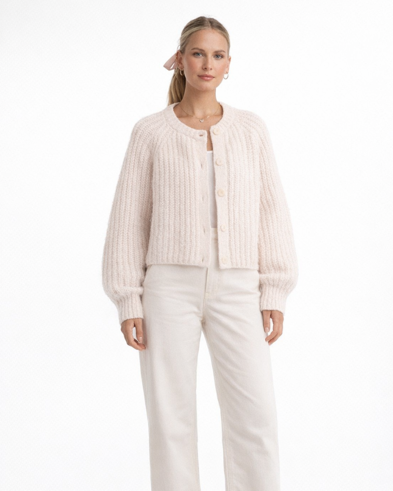 Zinnia Cardigan damski z dzianiny – elegancki kardigan z guzikami, miękki sweter casualowy