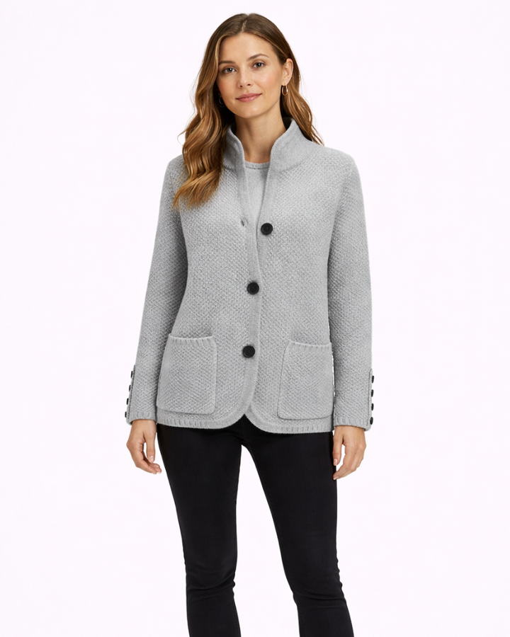 Cardigan Poppy pentru femei din lână – Pulover elegant cu nasturi și croială lejeră