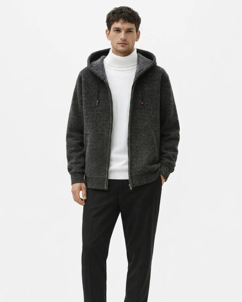Luca Felpa Uomo con Cappuccio – Hoodie Zip con Fodera in Pile, Maglia Calda Casual