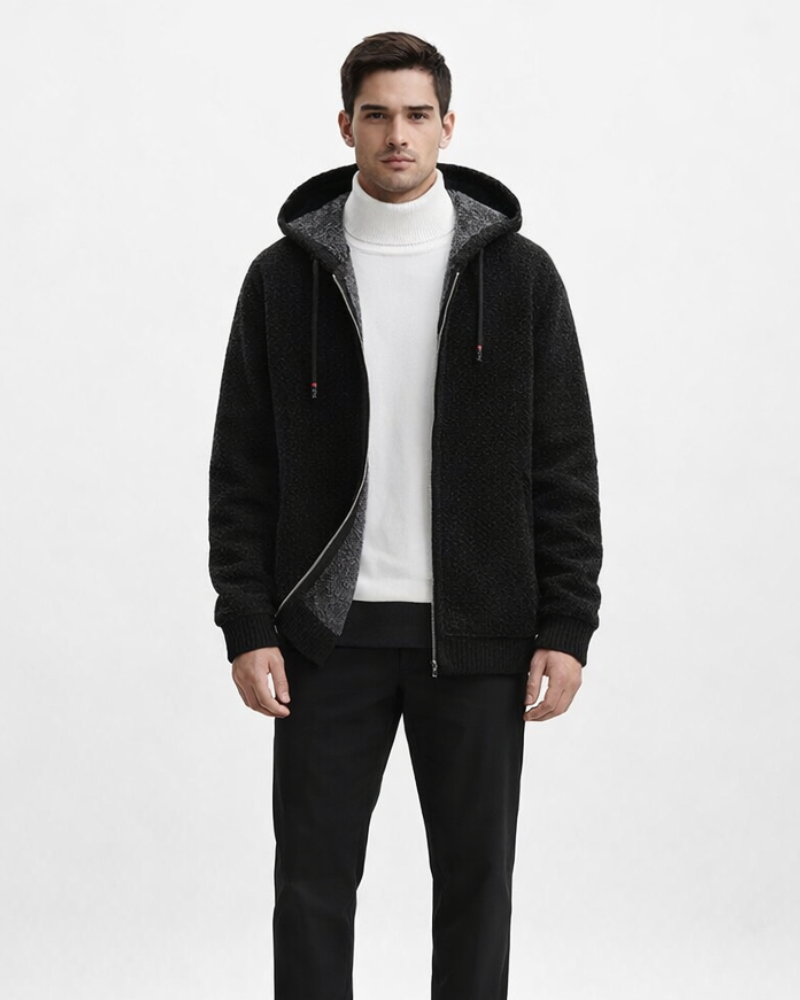 Luca Felpa Uomo con Cappuccio – Hoodie Zip con Fodera in Pile, Maglia Calda Casual