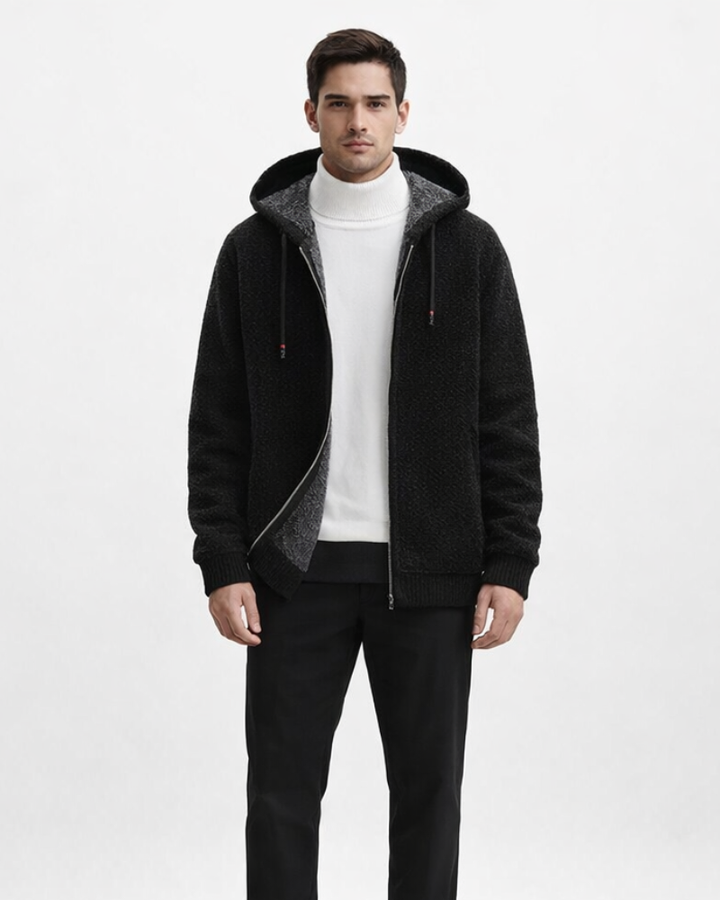 Luca Felpa Uomo con Cappuccio – Hoodie Zip con Fodera in Pile, Maglia Calda Casual