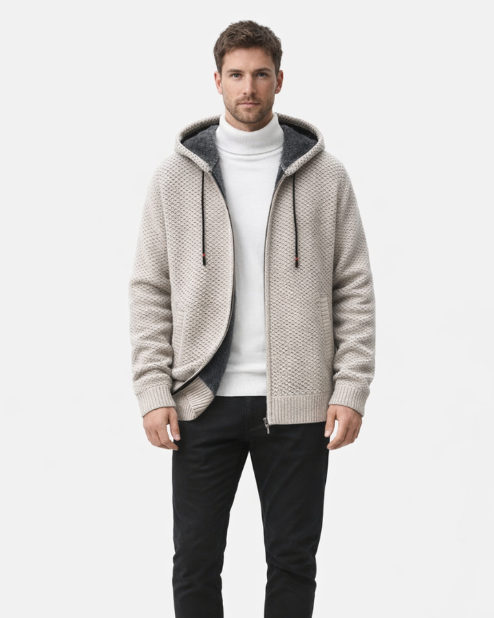 Luca Felpa Uomo con Cappuccio – Hoodie Zip con Fodera in Pile, Maglia Calda Casual