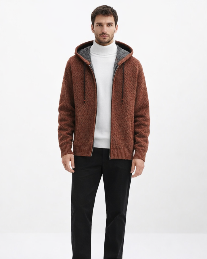 Luca Felpa Uomo con Cappuccio – Hoodie Zip con Fodera in Pile, Maglia Calda Casual