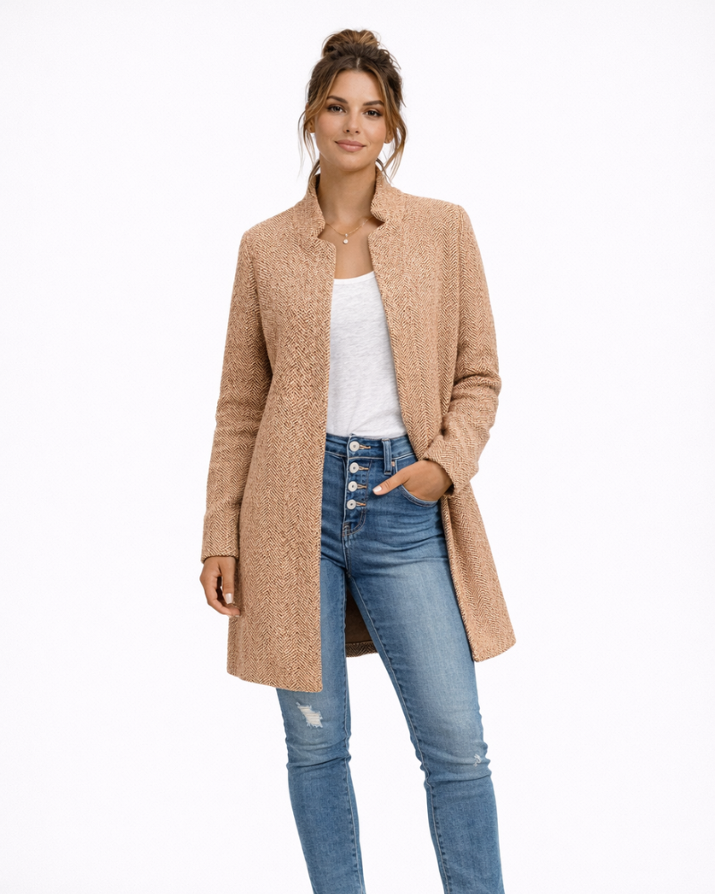 Layda Cappotto Donna Invernale Colorato – Cappotto Caldo Elegante con Motivo Moderno