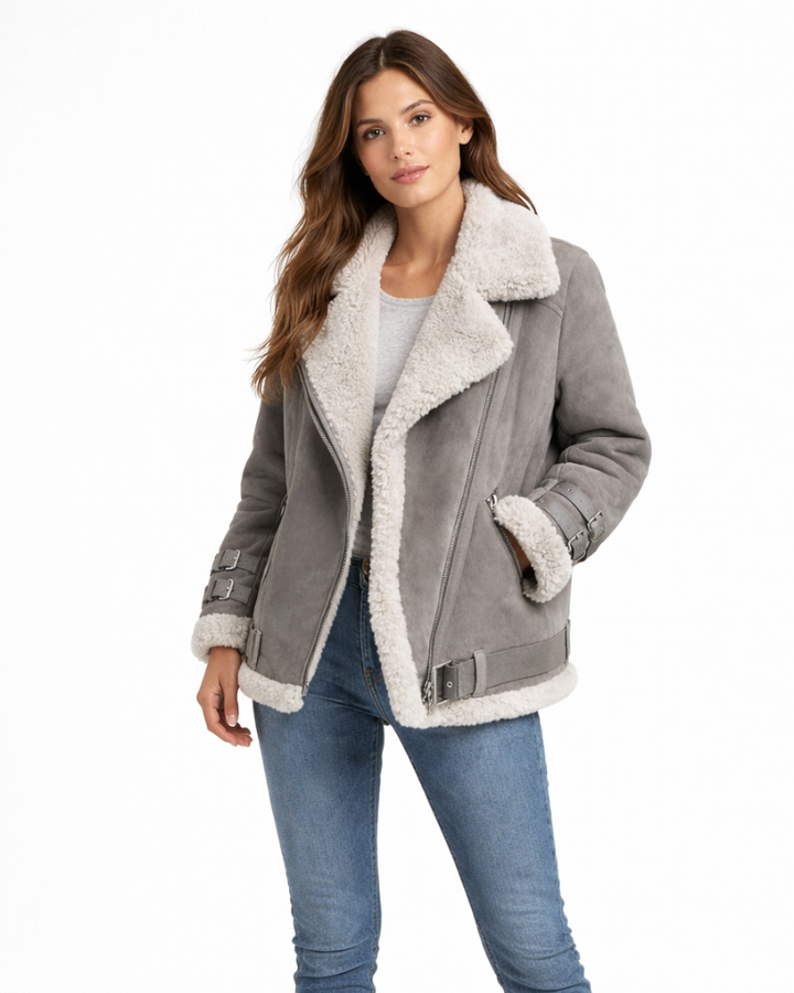 Olie Giacca Aviatore Donna – Giacca Invernale con Zip Asimmetrica, Stile Urbano