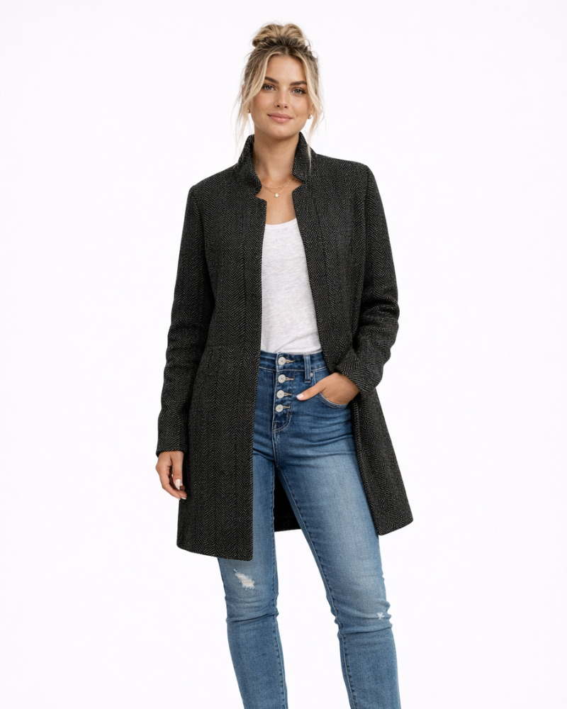 Layda Cappotto Donna Invernale Colorato – Cappotto Caldo Elegante con Motivo Moderno