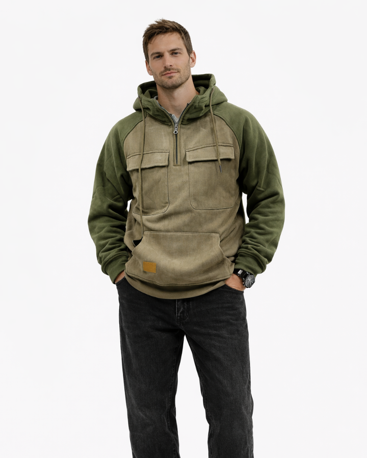 Brixton Men's Hoodie – Casual Two-Tone Sweatshirt with Pockets, Autumn Hoodie