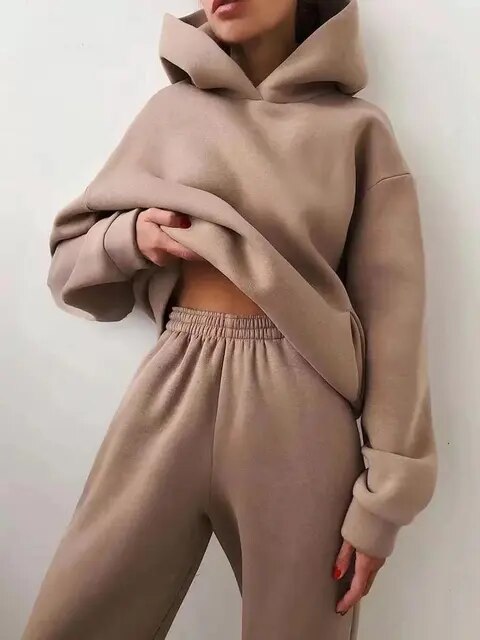Set Felpa Con Cappuccio E Pantaloni Jogging Per Donna | Invernali