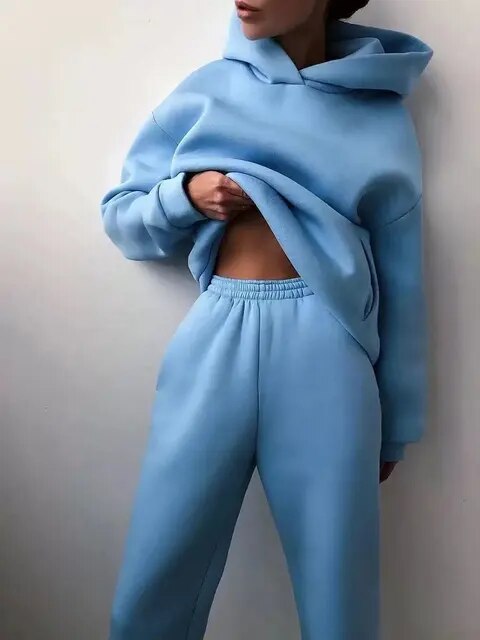Set Felpa Con Cappuccio E Pantaloni Jogging Per Donna | Invernali