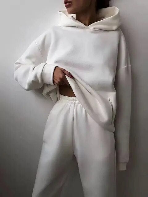Set Felpa Con Cappuccio E Pantaloni Jogging Per Donna | Invernali