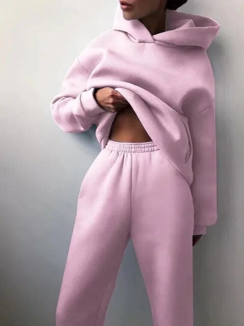 Set Felpa Con Cappuccio E Pantaloni Jogging Per Donna | Invernali