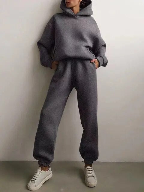 Set Felpa Con Cappuccio E Pantaloni Jogging Per Donna | Invernali
