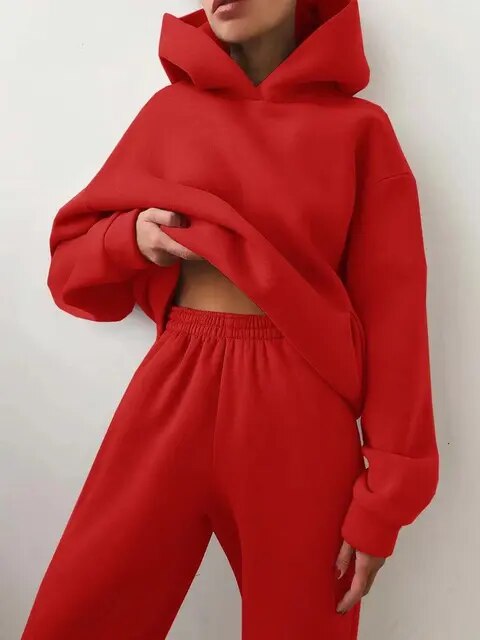 Set Felpa Con Cappuccio E Pantaloni Jogging Per Donna | Invernali