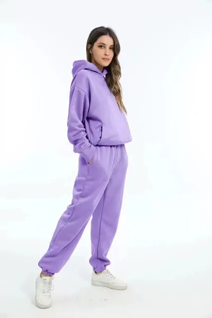 Set Felpa Con Cappuccio E Pantaloni Jogging Per Donna | Invernali