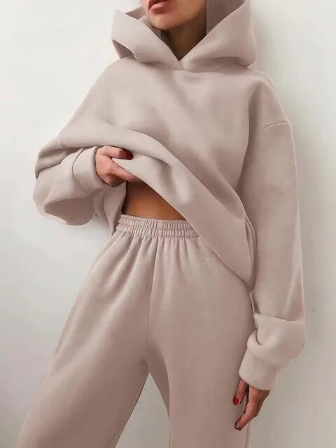 Set Felpa Con Cappuccio E Pantaloni Jogging Per Donna | Invernali