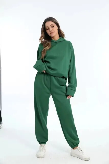 Set Felpa Con Cappuccio E Pantaloni Jogging Per Donna | Invernali
