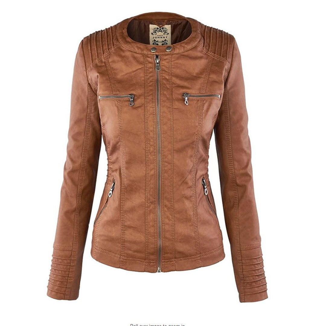 Giacca Casual In Pelle Con Cappuccio E Cerniera Da Donna | Maniche Lunghe