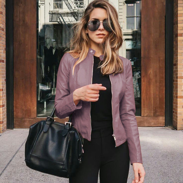 Tettsittende skinnjakke for dame | Vintermodell