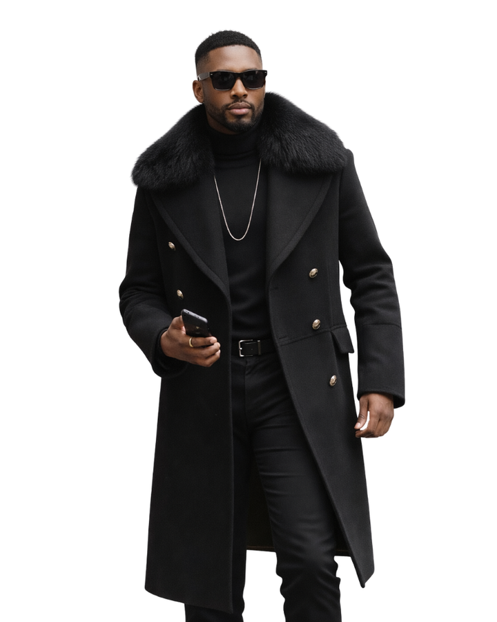 Lorence Cappotto Uomo Doppiopetto Lungo – Collo a Revers, Tasche Frontali, Elegante