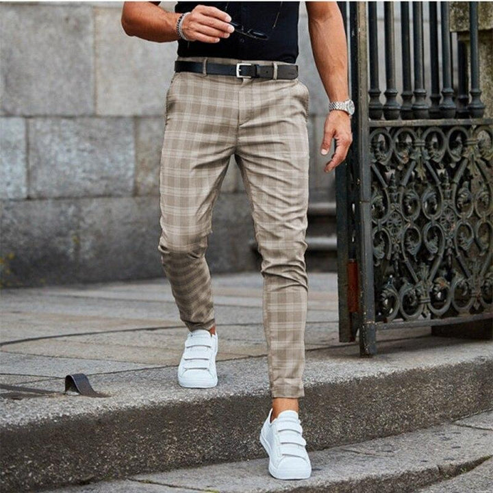 Pantalone Casual A Quadri Da Uomo | Con Stretch