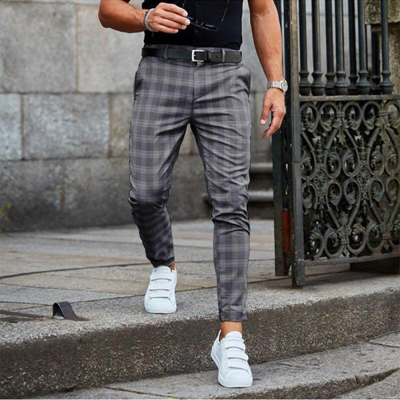 Pantalone Casual A Quadri Da Uomo | Con Stretch