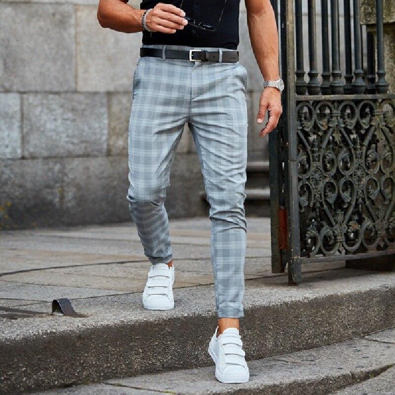 Pantalone Casual A Quadri Da Uomo | Con Stretch