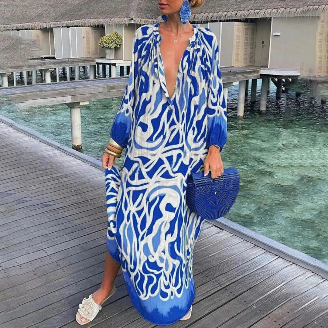 Abito Oversize Bohémien Con Scollo A V Per Donna | Maxi