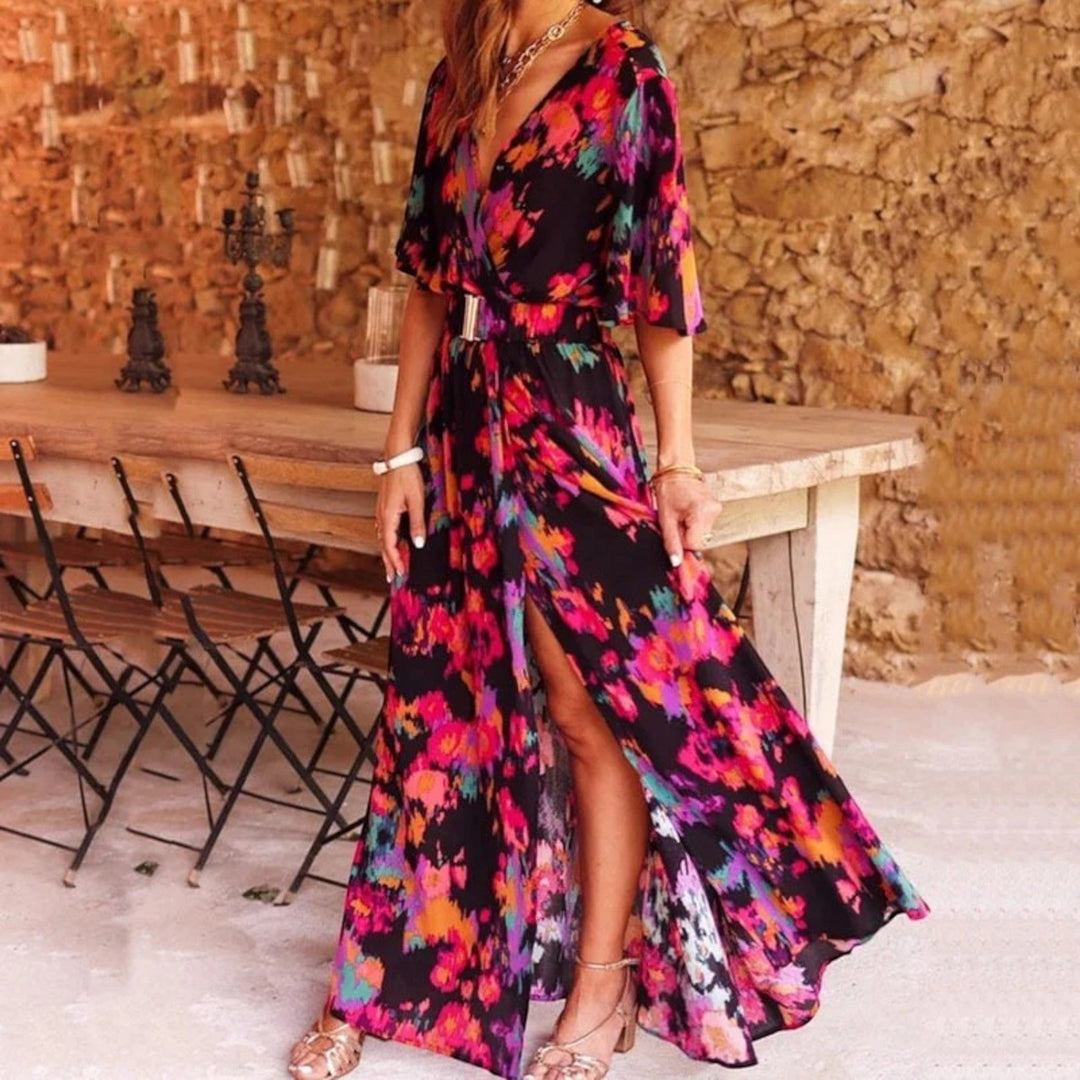 Elegante Abito Estivo Con Scollo A V Da Donna | Maxi