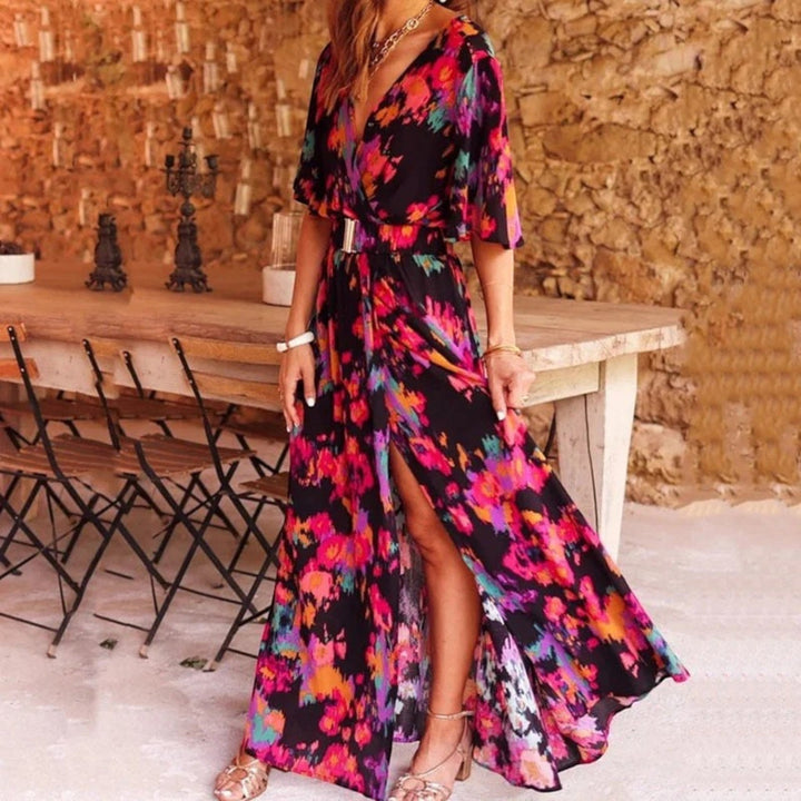 Elegante Abito Estivo Con Scollo A V Da Donna | Maxi