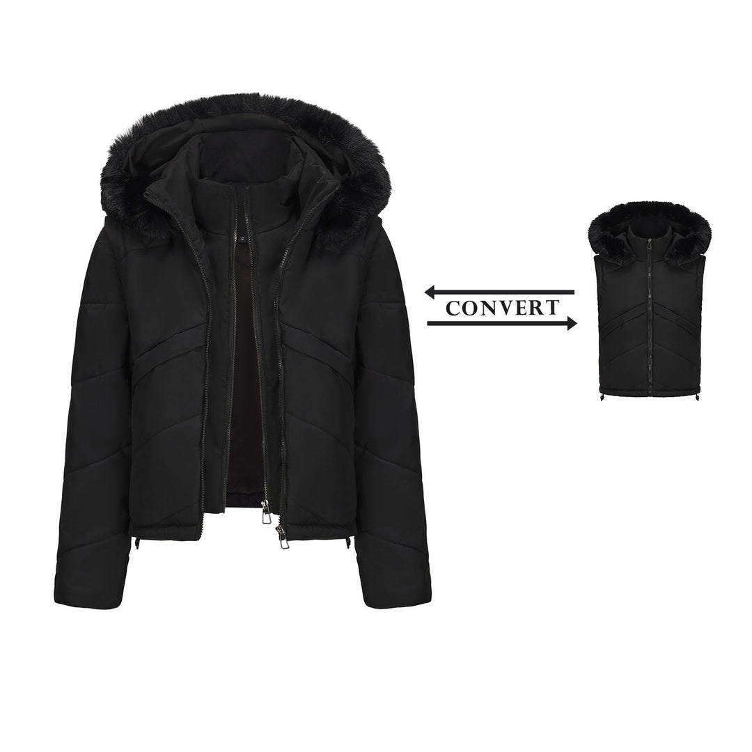 Nolyn Giacca Invernale Donna 2-in-1 – Cappotto con Gilet Rimovibile e Cappuccio Staccabile