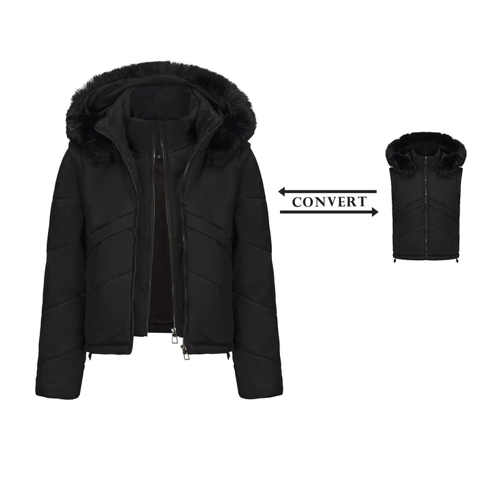 Nolyn Giacca Invernale Donna 2-in-1 – Cappotto con Gilet Rimovibile e Cappuccio Staccabile