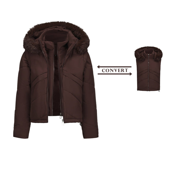 Nolyn Giacca Invernale Donna 2-in-1 – Cappotto con Gilet Rimovibile e Cappuccio Staccabile
