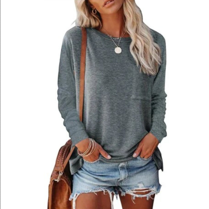Lilou | Maglietta Casual A Girocollo Per Donna | Manica Lunga