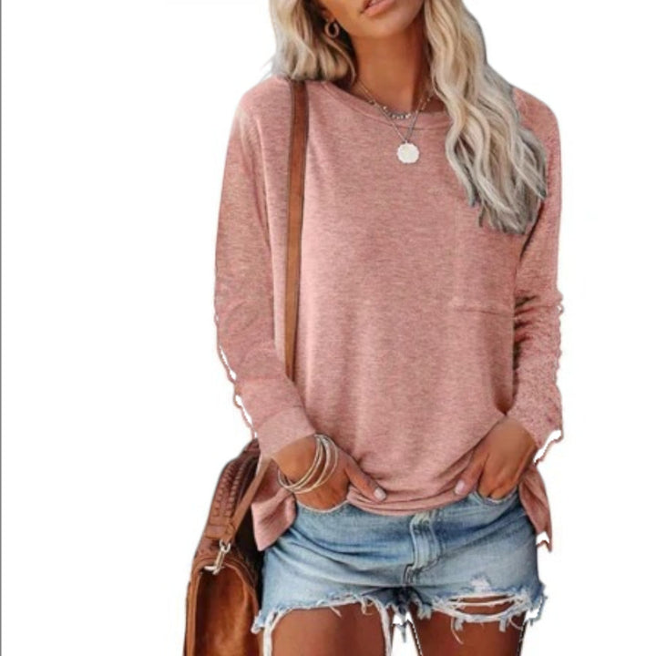 Lilou | Maglietta Casual A Girocollo Per Donna | Manica Lunga