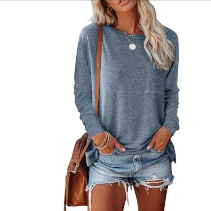 Lilou | Maglietta Casual A Girocollo Per Donna | Manica Lunga