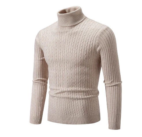 Nathan Dolcevita Uomo – Maglione a Coste Slim Fit in Morbido Tessuto Acrilico Caldo