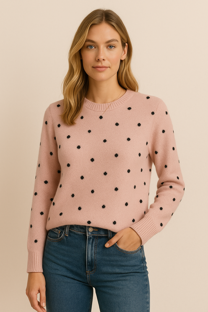 Rosie Maglione Donna a Pois – Pullover Morbido Rosa con Vestibilità Rilassata e Stile Femminile