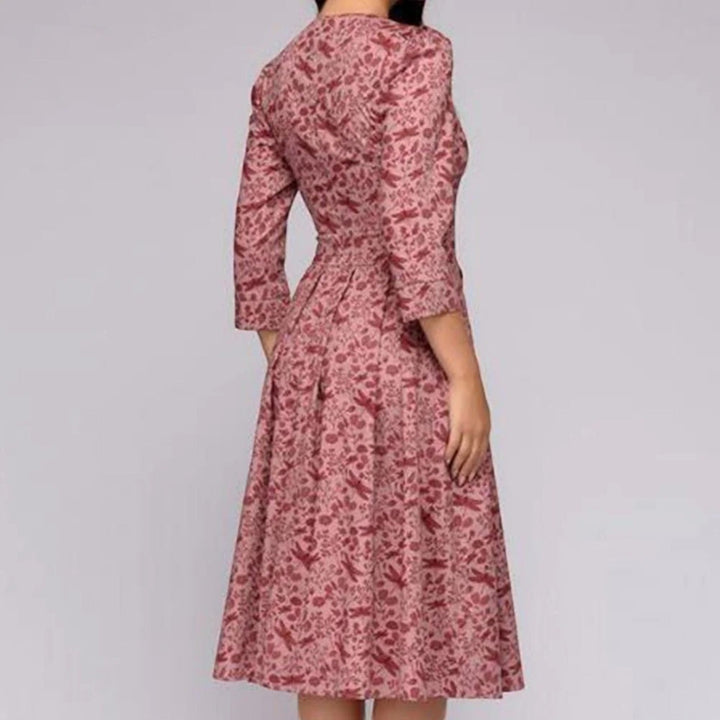 Abito Floreale Con Scollo Rotondo Per Donna | Midi