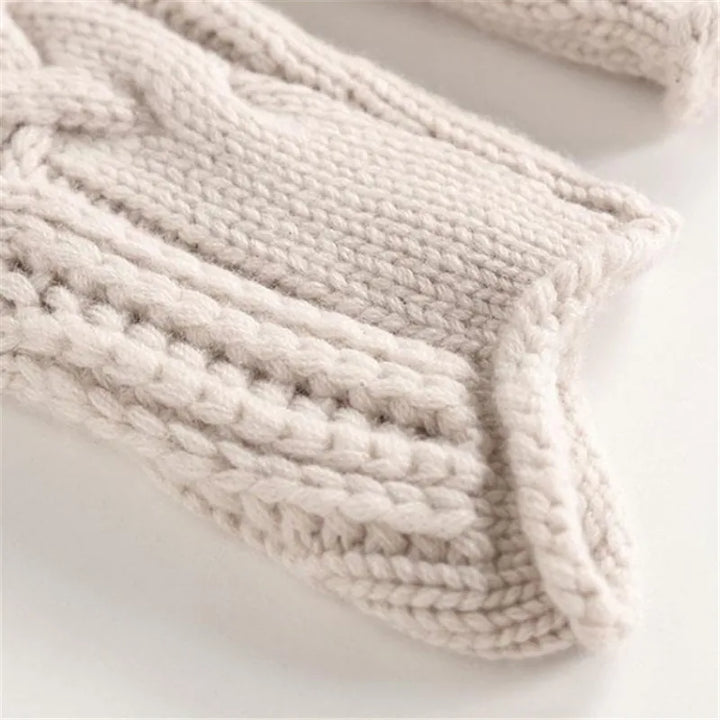Klaihre Maglione Donna a Collo Alto – Pullover in Maglia con Motivo a Trecce e Vestibilità Morbida