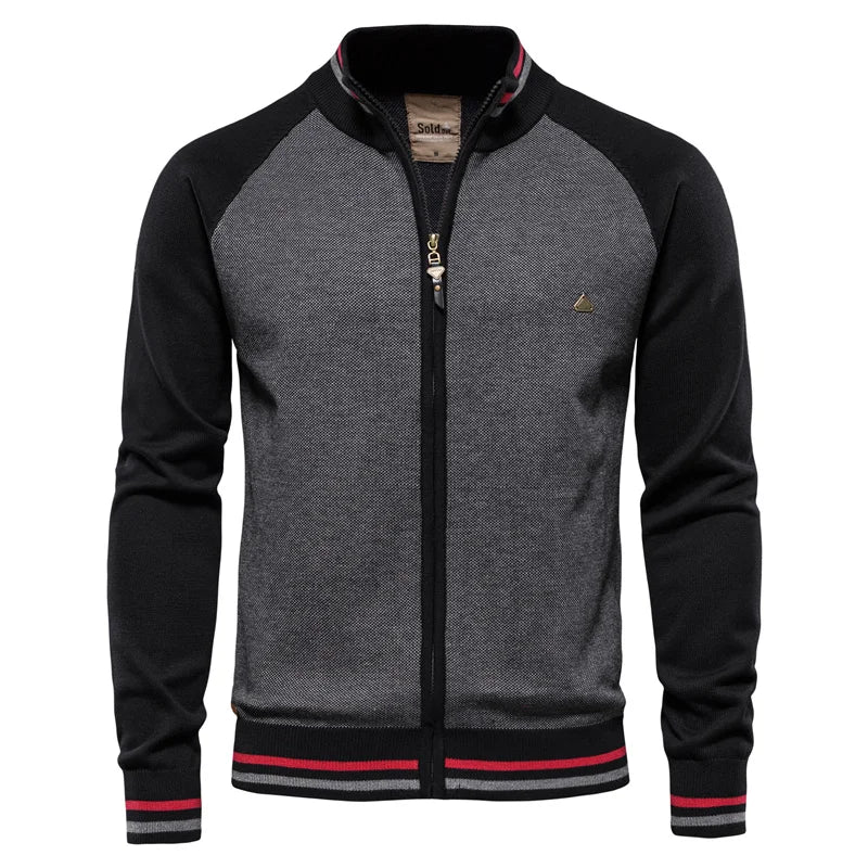 Rico Cardigan Uomo Zip – Gilet Sportivo Retro in Cotone con Maniche a Contrasto