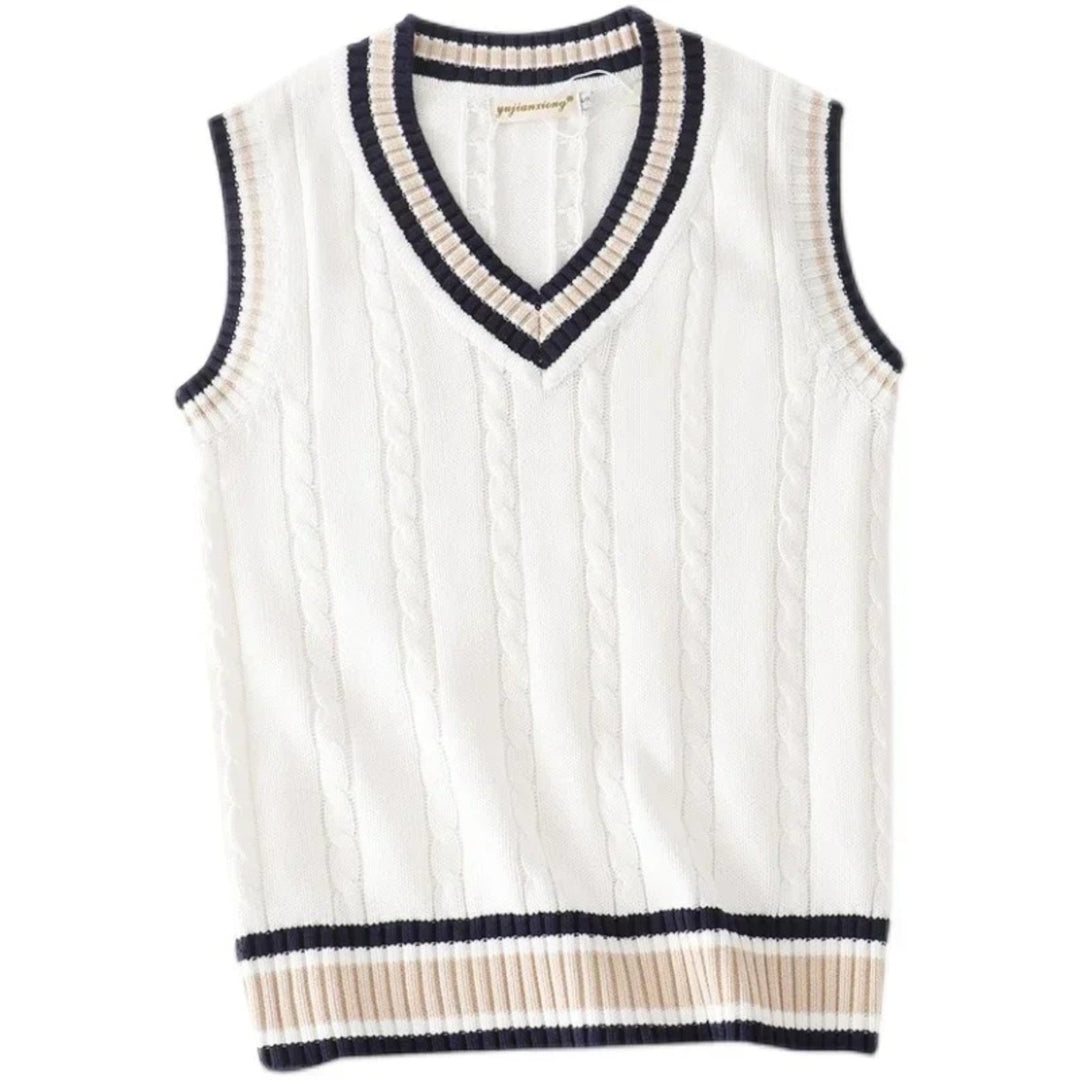 Adrian | Gilet A Righe Con Scollo A V Per Uomo | Senza Maniche