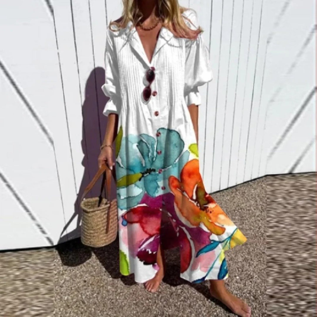 Amandine | Abito Bohémien Con Scollo A V Per Donna | Maxi