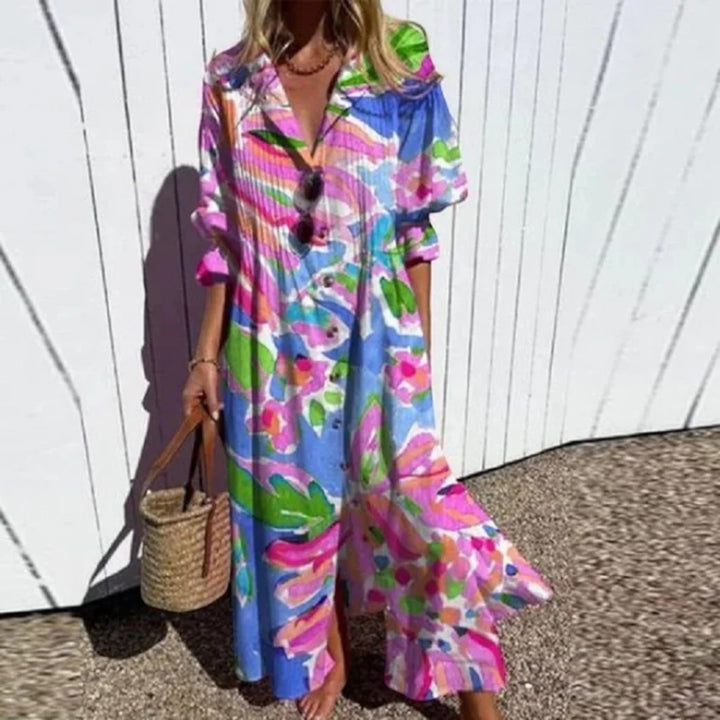 Amandine | Abito Bohémien Con Scollo A V Per Donna | Maxi