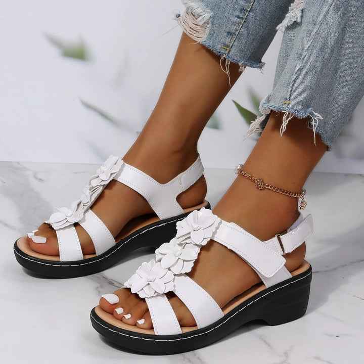 Calista | Sandalias con plataforma floral para mujer