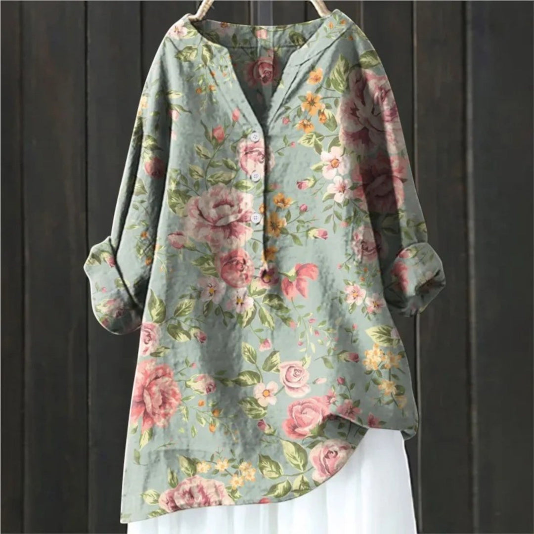 Coralie | Camicetta Floreale Con Scollo A V Da Donna | Manica Lunga