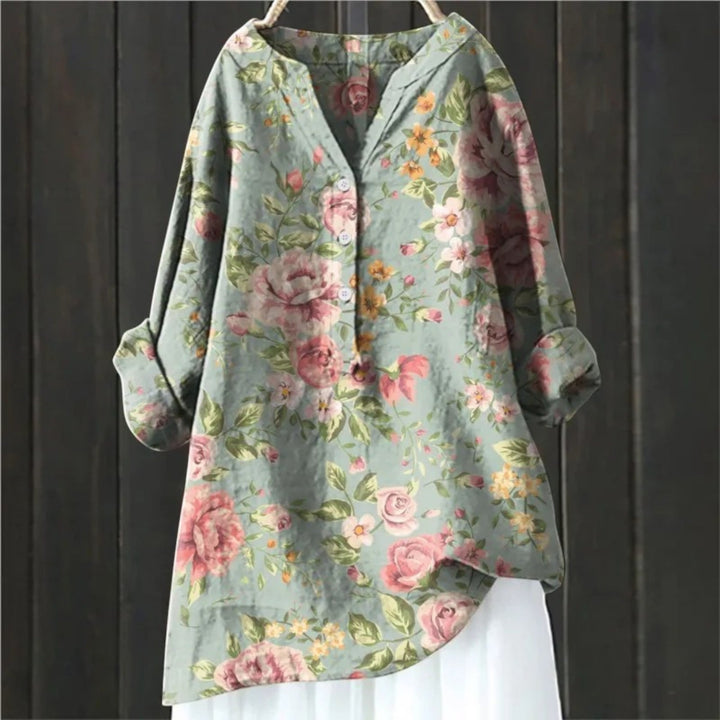 Coralie | Camicetta Floreale Con Scollo A V Da Donna | Manica Lunga