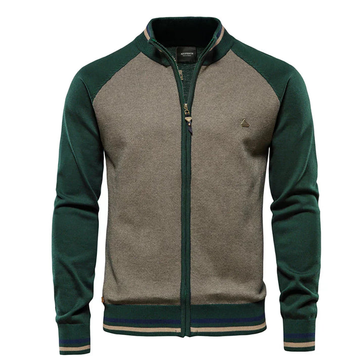 Rico Cardigan Uomo Zip – Gilet Sportivo Retro in Cotone con Maniche a Contrasto