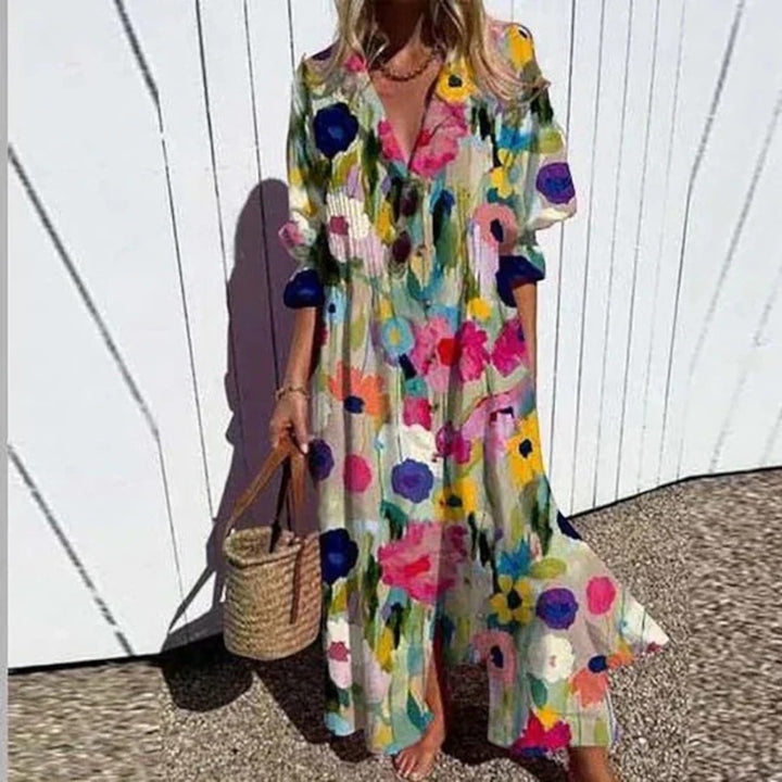 Amandine | Abito Bohémien Con Scollo A V Per Donna | Maxi
