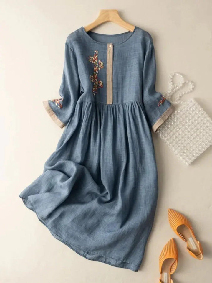 Vestito Estivo A Girocollo Bohémien Per Donna | Midi