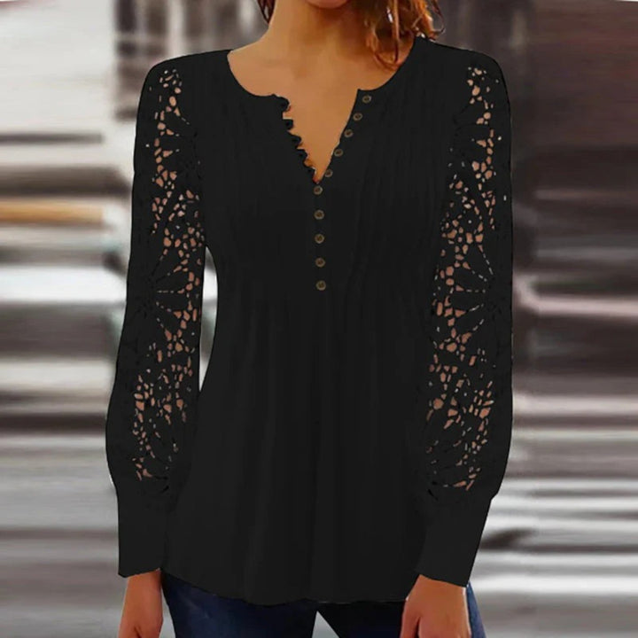 Camicetta Elegante Con Scollo A V Per Donna | Manica Lunga